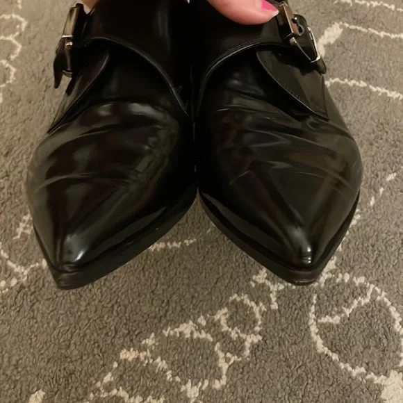 Sergio Rossi Single Buckle Black Leather Women’s Loafers Flats - Picture 9 of 11